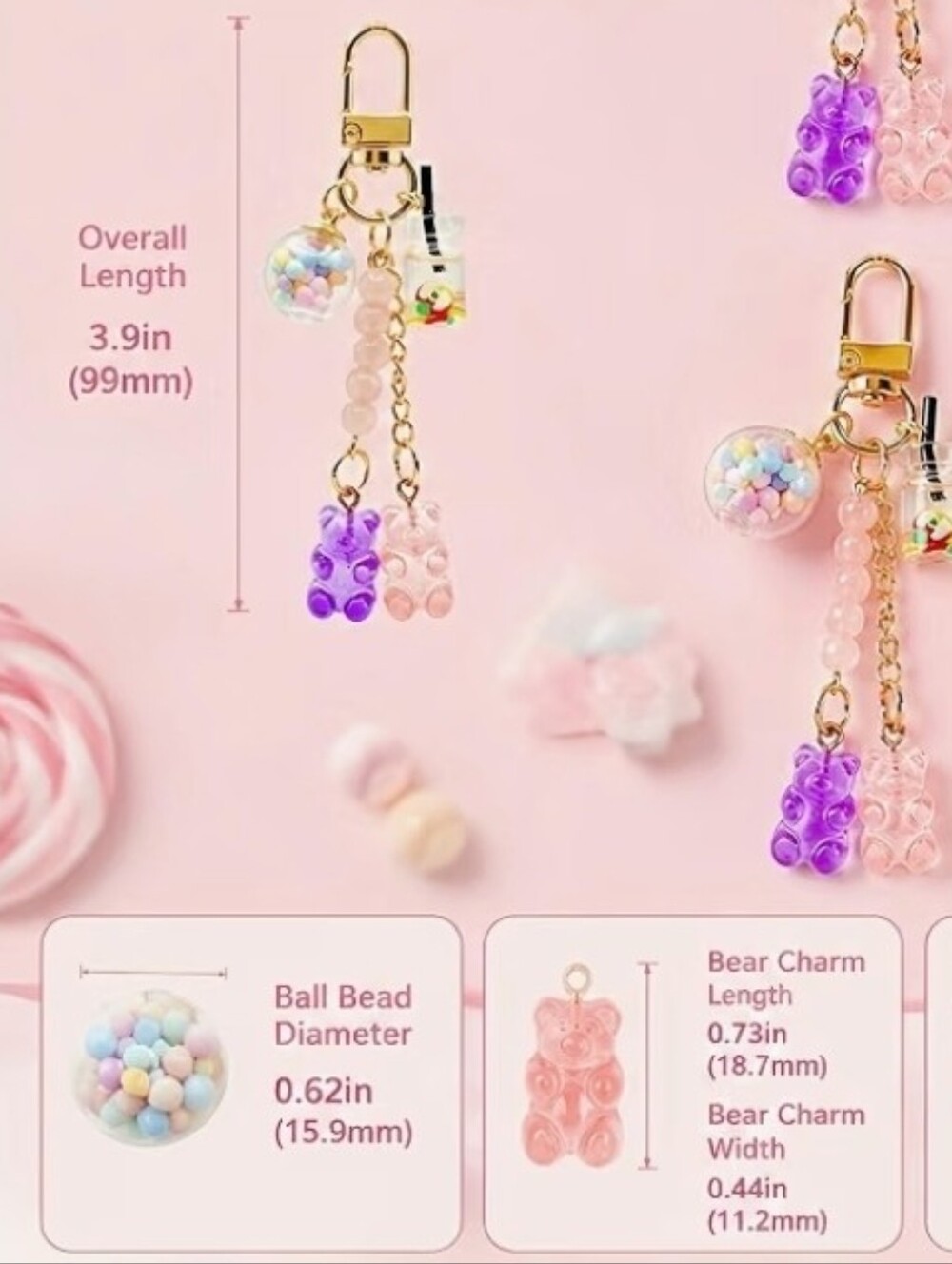 Cute Gummy Bear Keychain Charm - Picture 5 of 5